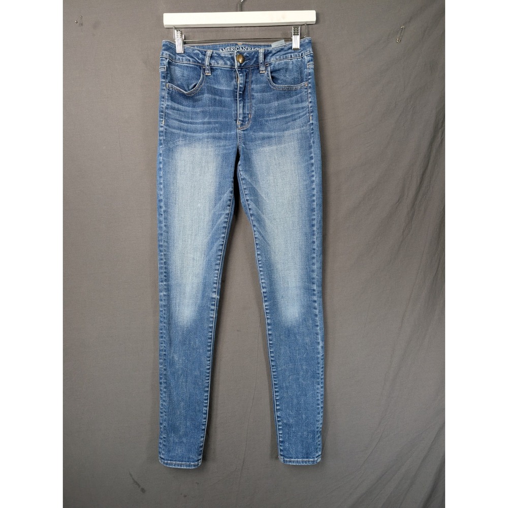 American Eagle Super Stretch Skinny Jeans Blue Denim Womens Size 6 Long 6395